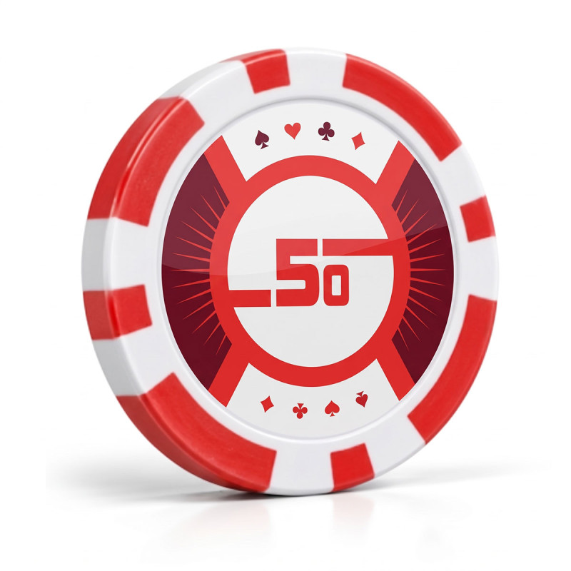 Pokerchips RUNNER UP 50 - 12g - aus ABS mit Metalleinsatz - pro Rolle von 25 Chips.