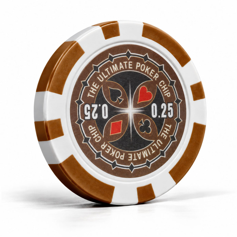 Fichas de pôquer "ULTIMATE POKER CHIPS 0.25" - em ABS com inserção metálica - rolo de 25 fichas - 11,5 g
