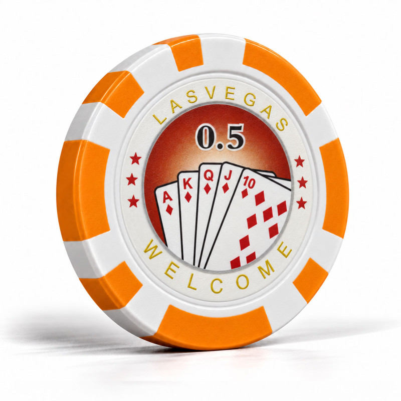 Spelpjäser "ROYAL FLUSH 0.5" - i ABS med metallinlägg - rulle med 25 spelpjäser - 11,5 g