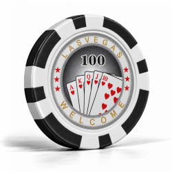 Jetons de poker "ROYAL FLUSH 100" - en ABS avec insert métallique – rouleau de 25 jetons  – 11,5 g