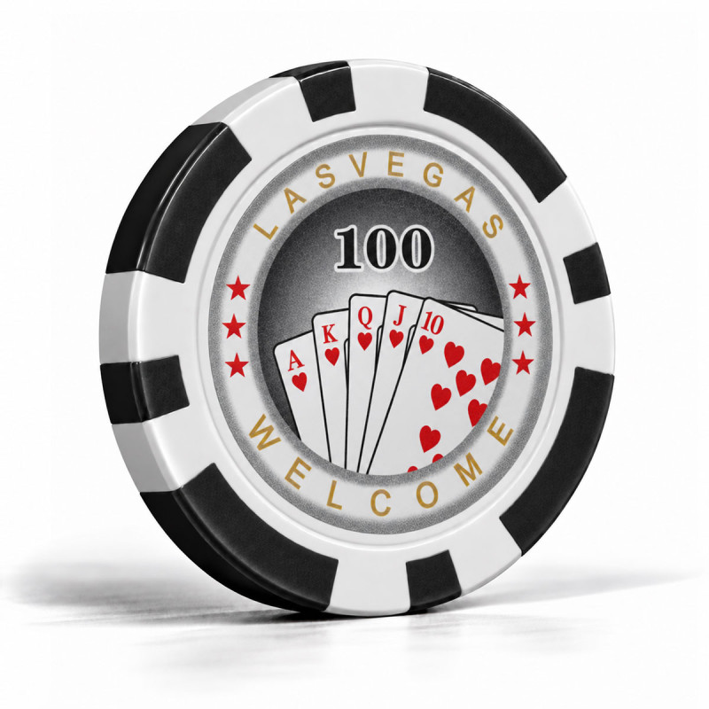 Jetons de poker "ROYAL FLUSH 100" - en ABS avec insert métallique – rouleau de 25 jetons  – 11,5 g