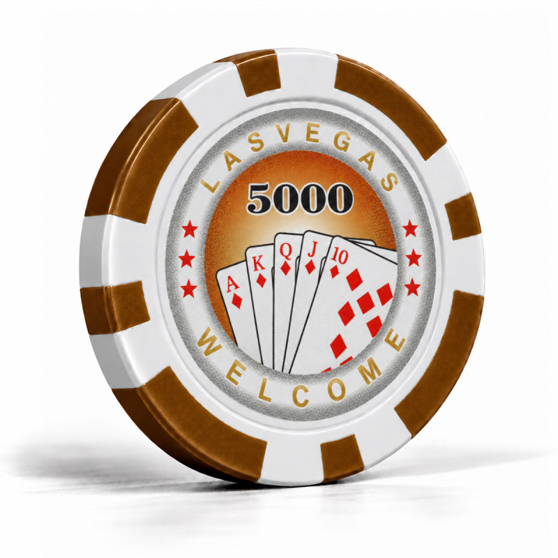Gettoni da poker "ROYAL FLUSH 5000" - in ABS con inserto metallico - rotolo da 25 gettoni - 11,5 g