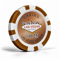 Jetons de poker "WELCOME LAS VEGAS 0.25" - en ABS avec insert métallique – rouleau de 25 jetons  – 11,5 g