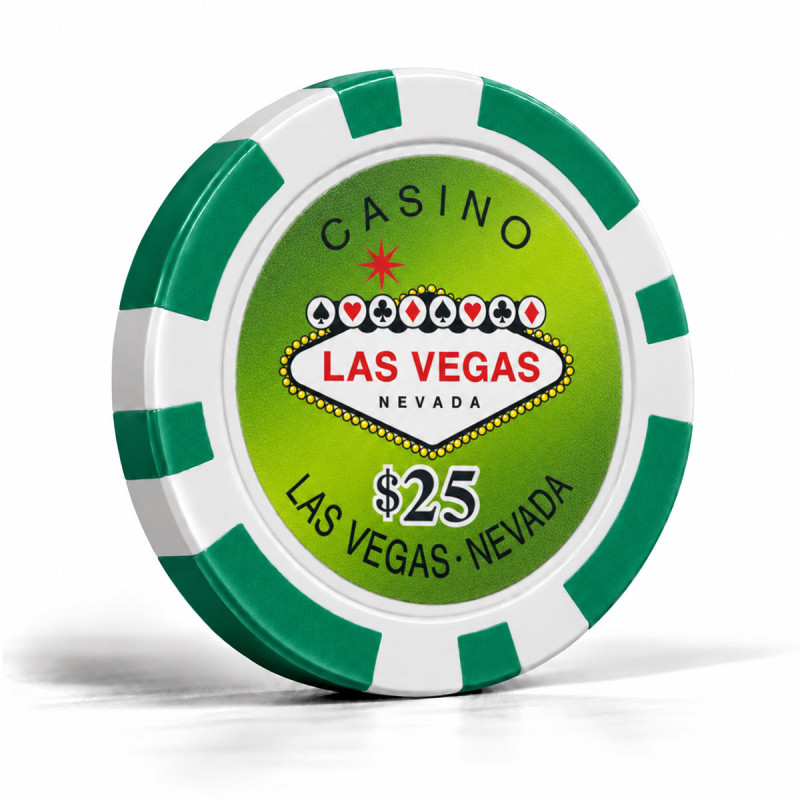 Fichas de pôquer "BEM-VINDO LAS VEGAS 25" - em ABS com inserção metálica - rolo de 25 fichas - 11,5 g.