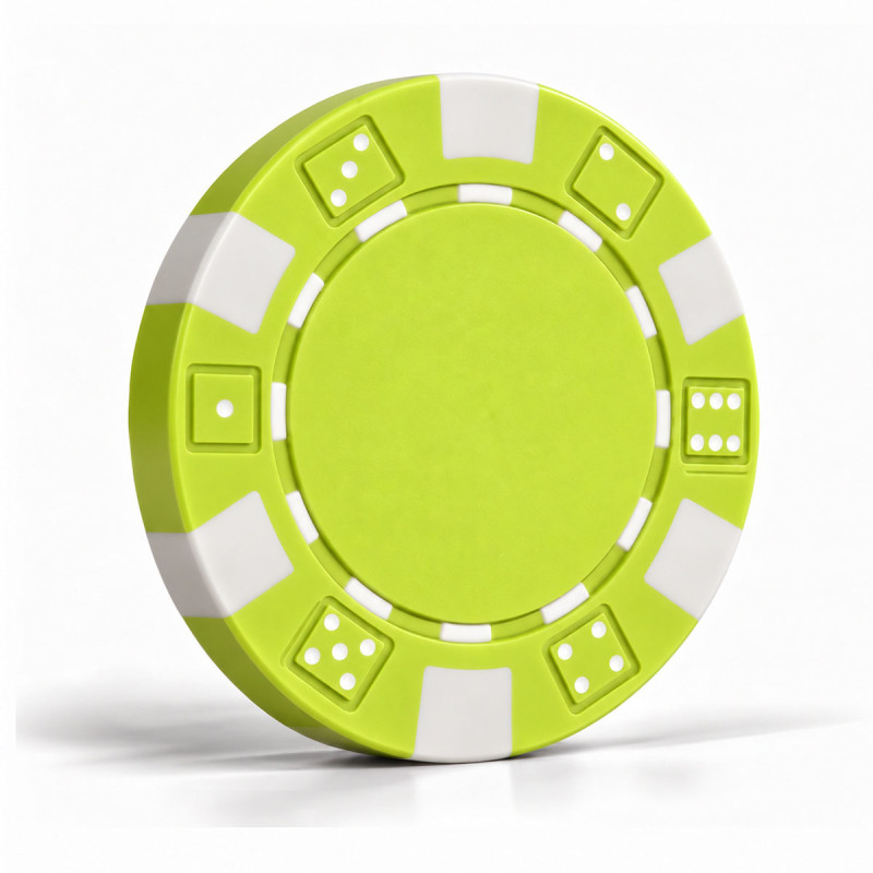 Pokerchips "LJUSGRÖN TÄRNA" - i ABS med metallinlägg - rulle med 25 chips - 11,5 g