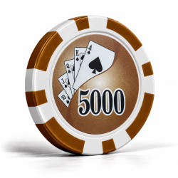 Jetons de poker "YING YANG 5000 MARRON" - en ABS avec insert métallique – rouleau de 25 jetons  – 11,5 g