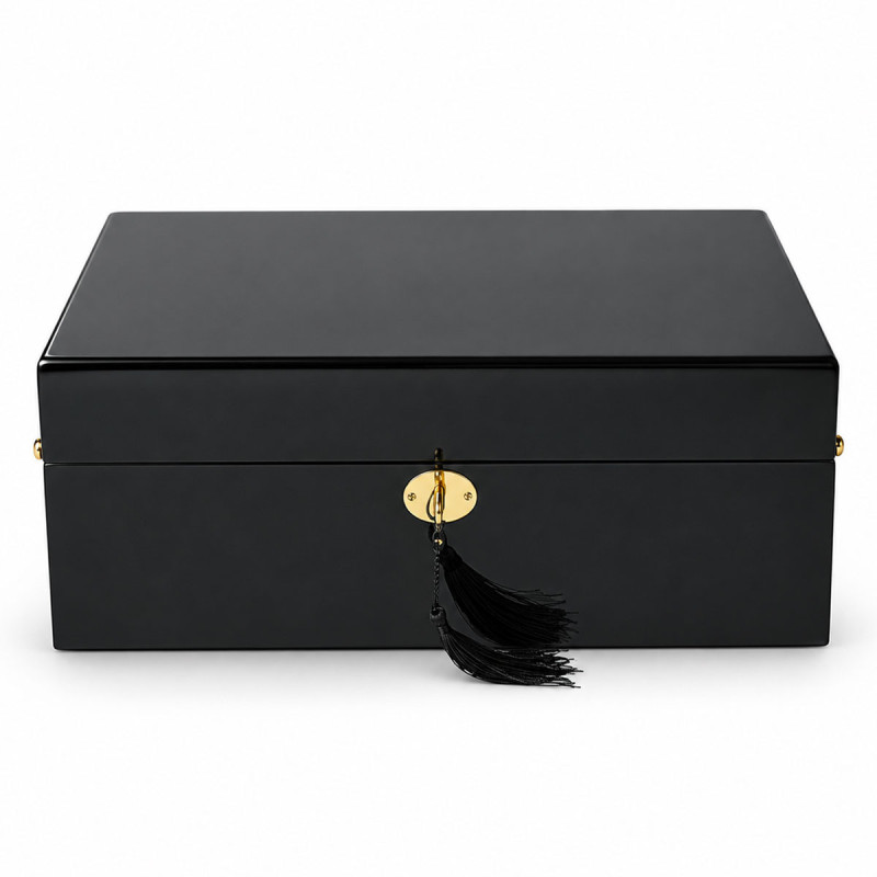Coffret de rangement "ÉCRIN" en bois pour 500 jetons de poker – plateau amovible - Fond bois