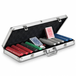 500 "SUITED" poker chip set - ABS plastic with 11.5g metal insert - with 2 decks of cards and accessories