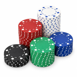 300-piece "SUITED" poker chip set - ABS plastic with 11.5g metal insert - 2 decks of cards and accessories