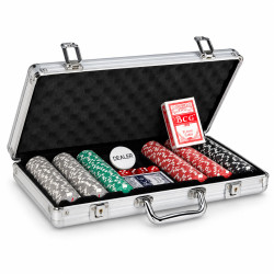 Pokerchippsväska "YING YANG" med 300 chips - i ABS-plast, med metallinlägg - levereras med 2 kortlekar och tillbehör.