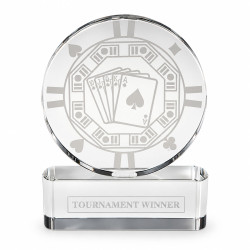 Poker trofee "ROYAL FLUSH" - glas - 22cm hoog