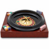 Single Zero Roulette Set - 40 cm diameter plastic roulette wheel - includes ball, mat, chips, rake, and playing cards