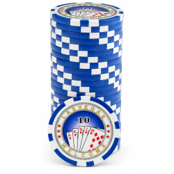 Fichas de póker "ROYAL FLUSH 10" - en ABS con inserto metálico - rollo de 25 fichas - 11,5 g