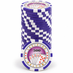 Gettoni da poker "ROYAL FLUSH 500" - in ABS con inserto metallico - rotolo da 25 gettoni - 11,5 g