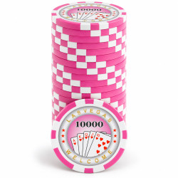 Jetons de poker "ROYAL FLUSH 10000" - en ABS avec insert métallique – rouleau de 25 jetons  – 11,5 g