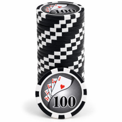 Fichas de pôquer "YING YANG 100" - em ABS com inserção metálica - rolo de 25 fichas - 11,5 g