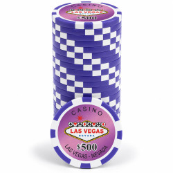Jetons de poker "WELCOME LAS VEGAS 500" - en ABS avec insert métallique – rouleau de 25 jetons  – 11,5 g