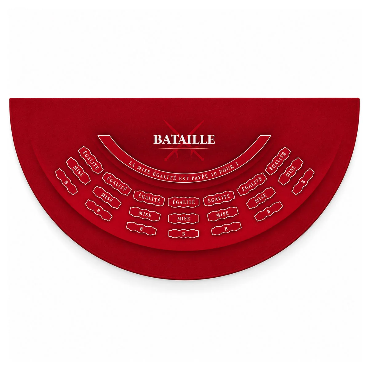 Tapis de Bataille de casino rouge 140 x 70 cm demi-lune