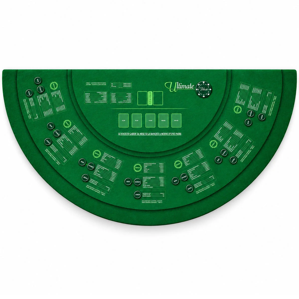 Tapis Ultimate Poker vert XL 200 x 100 cm en jersey néoprène