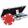 Valigetta da poker con 500 gettoni "DICE" - in plastica ABS con inserto metallico da 11,5g - 2 mazzi di carte e accessori.