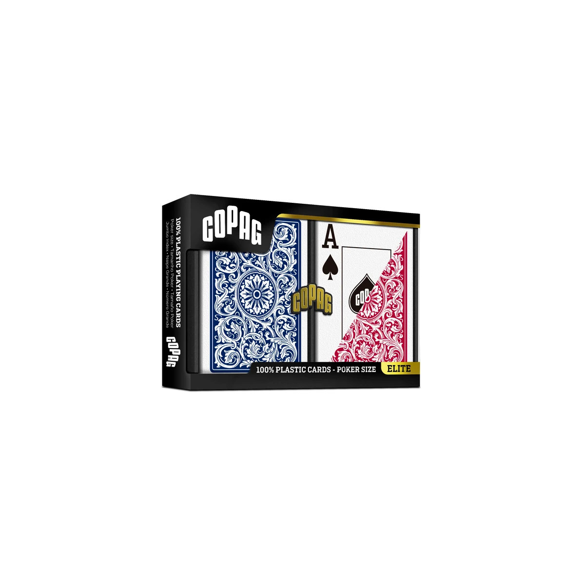 Copag "ELITE - ROJO/AZUL" - set de 2 barajas de 55 cartas 100% plástico - formato póker - 2 índices jumbo