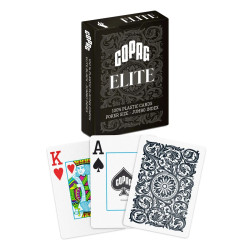 Copag "ELITE - BLACK" - Zestaw 55 kart 100% plastikowych - format poker - 2 duże indeksy