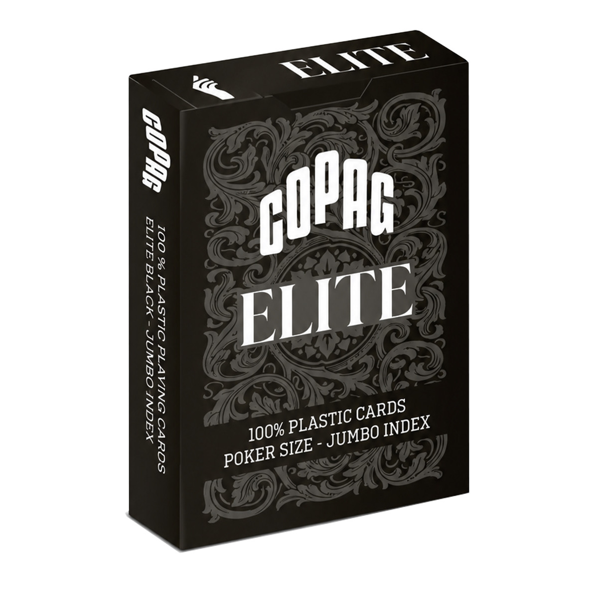 Copag "ELITE - BLACK" - Jeu de 55 cartes 100% plastique – format poker – 2 index jumbo