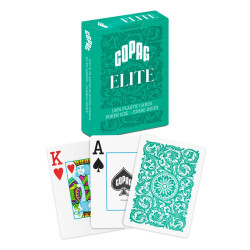 Copag "ELITE - GREEN" - Jeu de 55 cartes 100% plastique – format poker – 2 index jumbo