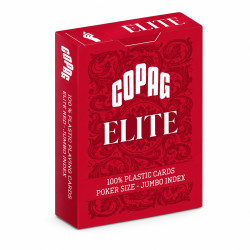 Copag "ELITE - RED" - Jeu de 55 cartes 100% plastique – format poker – 2 index jumbo