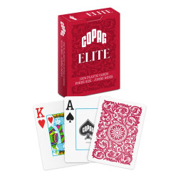 Copag "ELITE - RED" - Jeu de 55 cartes 100% plastique – format poker – 2 index jumbo