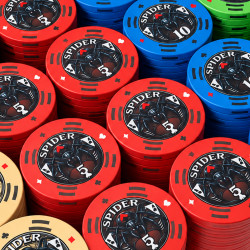 500 jetons de Cash Game "SPIDER" - 1 seul exemplaire -  ne sera pas rééditée - 1/5/10/25/100