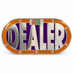 "BRASS OVAL CARD GUARD DEALER PURPLE - 2 different faces"