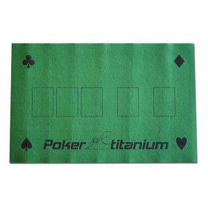 Tapis de Poker TITANIUM en feutre vert – 40x60 cm – avec emplacements pour le flop