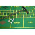 Set für Roulette 0 und 00 - Durchmesser 40 cm - mit Tischdecke, Spielmarken, Spielkarten und Kugeln.
