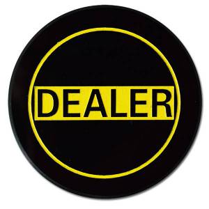 Knop Dealer "ZWART EN GEEL" - 73x19mm - van acryl