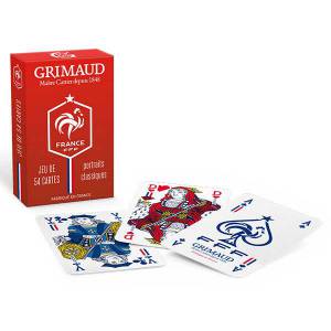 Duo pack FFF – Cartes officielles de l’Equipe de France de Football – Grimaud - jeu de 54 cartes cartonnées plastifiées