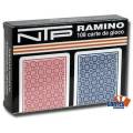 Coffret Long Life Ramino - NTP – 2 Jeux de 54 cartes rouge et bleu 100% plastique – format poker - 4 index standards