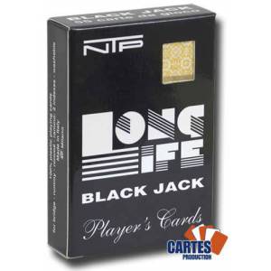 NTP Long Life Black Jack - Jeu de 54 cartes 100% plastique – format poker – 2 index jumbo