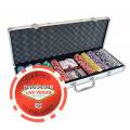 Welkom in Las Vegas pokerkoffer met 500 ABS-plastic pokerchips van 11,5g, inclusief 2 kaartspellen en accessoires.