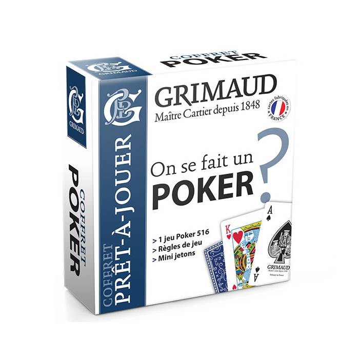 Facciamo una partita a poker? - cofanetto Grimaud Origine - 1 mazzo di 54 carte plastificate - gettoni mini