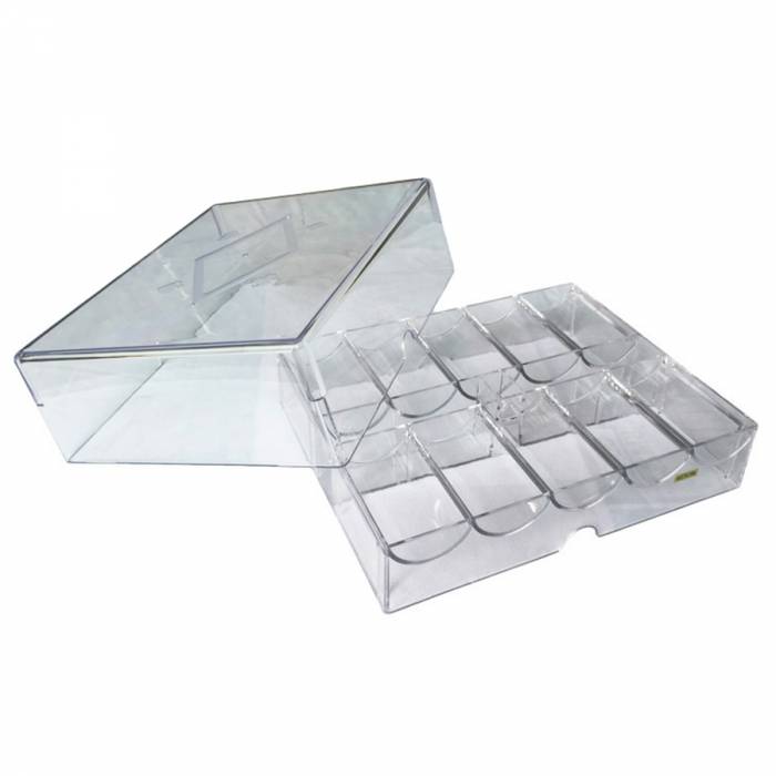 Storage rack for 200 poker chips - made of plexiglass.