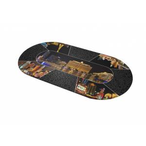 Tapete de Póker "VEGAS BY NIGHT" - ovalado - 3 tamaños - 8/10 jugadores - jersey neopreno