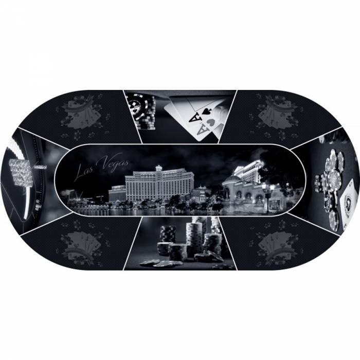 Tappeto da poker "LAS VEGAS DESIGN" - ovale - 3 misure - 8/10 posti - jersey in neoprene