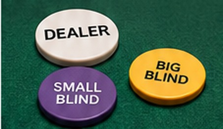 Botones de dealer, small blind y big blind
